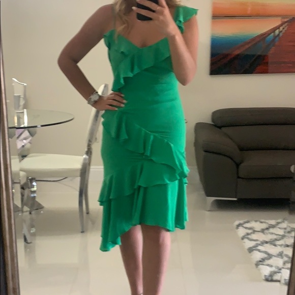 LIKELY NWT Green Ruffle Dress - Picture 2 of 4
